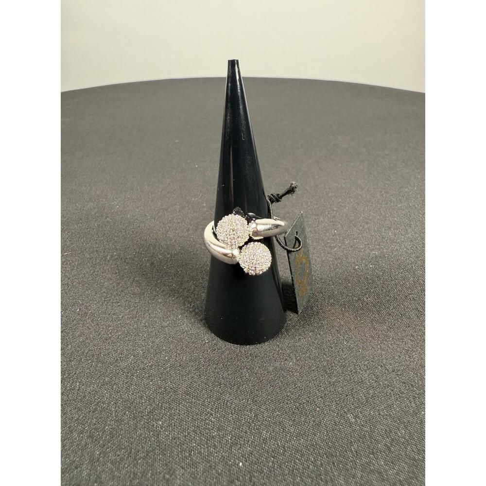 nOir Jewelry Silver Dee Pave Ring Size 8 - Picture 2 of 7